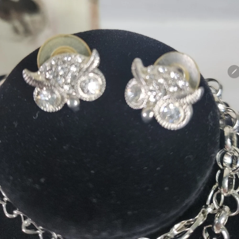 Silvertone Necklace and Earrings Set Owls Choker 24 Inch - Picture 4 of 8